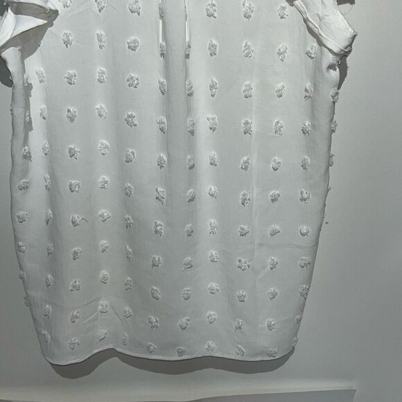 Fantaslook Women's White Swiss Dot V-Neck Flutter Short Sleeve Blouse Size Small - Picture 7 of 9